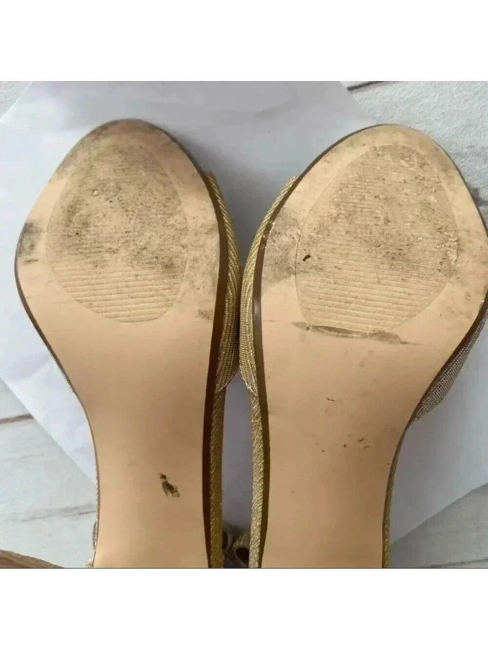 Betsey Johnson Jess Gold Sparkle Sandal Heels size 8.5 - Picture 6 of 13